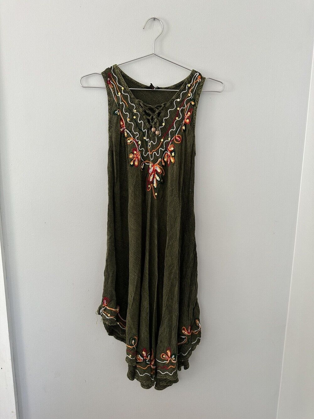 Cocoom Med Sleeveless Dress Green Boho Teopical Beach